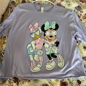 CROPPED Purple Graphic T-Shirt with Minnie & Daisy